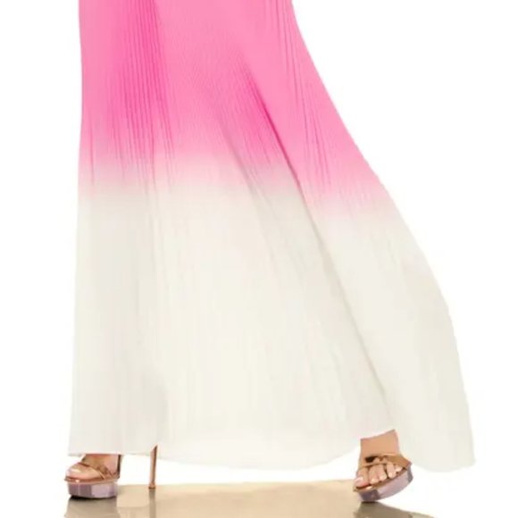 AFRM Rocco Plisse Pleat High Waist Maxi Skirt Pink Ombre - Picture 2 of 7